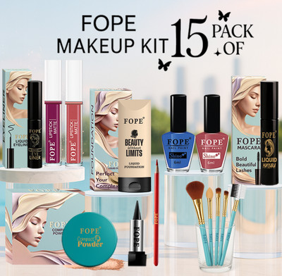 FOPE Full Makeup Set For College Girls Wedding Glow Edition Premium Cosmetic Kit(Pack of 15)