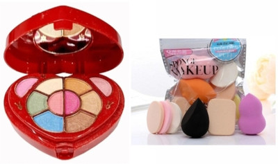 Ashyra Heart Shape Makeup Kit with 6in1 Puff for Makeup(Pack of 2)
