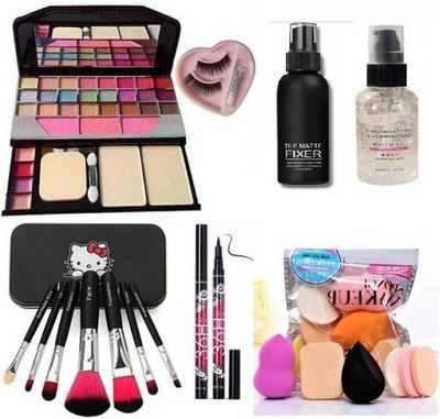 BR Belle Rosa MAKEUP COMBO SET OF 7 , Fashion Makeup Kit + 6 pcs puff sponge + brushes + Face Primer + Makeup Fixer + Yanqjna Eyeliner + 3D Eyelesh Kit with Glue(Pack of 7) BR Belle Rosa MAKEUP COMBO SET OF 7 , Fashion Makeup Kit + 6 pcs puff sponge + brushes + Face Primer + Makeup Fixer + Yanqjna Eyeliner + 3D Eyelesh Kit with Glue(Pack of 7)