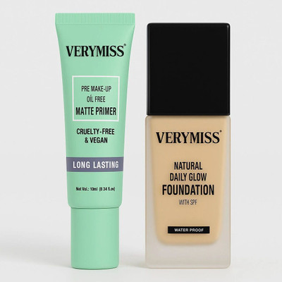 VERYMISS Waterproof Foundation & Primer Combo I Long-Lasting & Lightweight(Pack of 2)