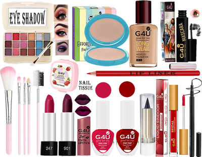 G4U All in One Daily Use Makeup Kit For Woman & Girls (Pack of 18 Pcs)A09052072(Pack of 18)