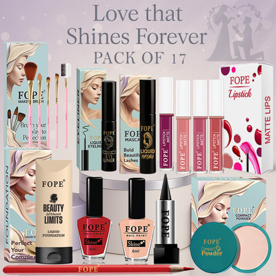 FOPE Makeup Kit for Women bridal waterproof smudge proof long stay essential kit(Pack of 17)