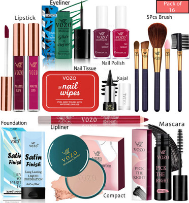 VOZO Bridal Makeup Kit Combo Collection 16 Must-Have Beauty Essentials 440(Pack of 16)