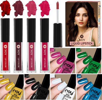 NOY Nail Paint And Lipstick Combo With Matte Finish Glam & Gorgeous(Pack of 10)