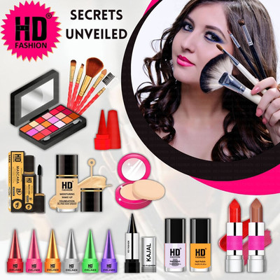 HD Fashion 21 Pcs. Glam Kit Secrets Unveiled Waterproof Makeup Kit Full Set for Women A1823(Pack of 21)