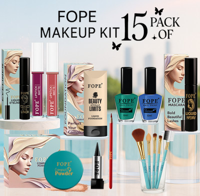 FOPE Makeup Kit Waterproof For Students Smooth Coverage Glow Premium Cosmetic Kit(Pack of 15)