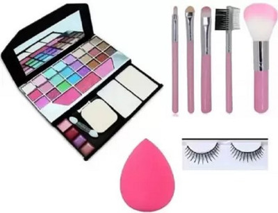 Pohok makeup kit 6155 with 5 brush set and 1 puff plus 1 eyelash(Pack of 5)