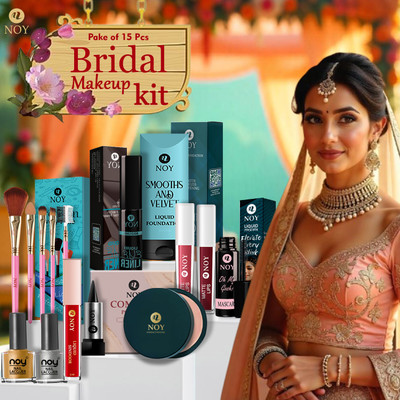 NOY Bridal Makeup Kit Combo For Girls Waterproof & All-Day Wedding Finish(Pack of 15)
