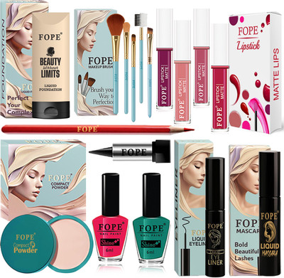 FOPE Cosmetic Kit For Girls Affordable All In One Compact Travel Friendly Makeup Pack(Pack of 17)