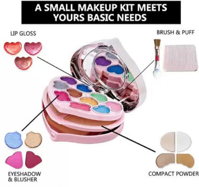 FITBYTE Mini Makeup Kit for Girls Eye shadow Lip Gloss Mirror Contour Powder Palette