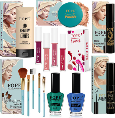 FOPE Makeup Set for Girls Affordable All in One Compact Travel Friendly Cosmetic Box(Pack of 15)