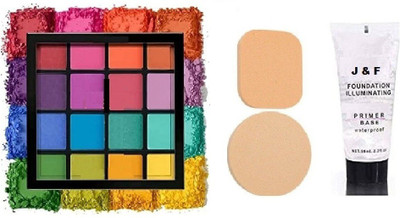 J & F Hinshitshu High Quality Eyeshadow , Base Tube Primer & 2 in 1 Blender Puff