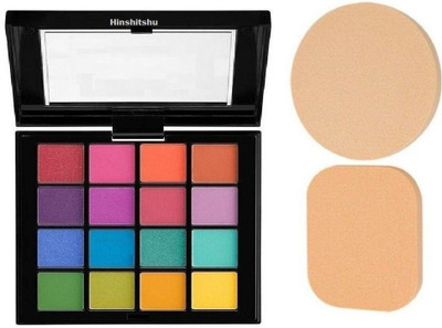 HINSHITSHU Perfect Quality 16 Multicolor Eyeshadow Palette with 2 in 1 Blender Puff