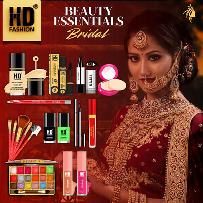 HD Fashion 17 Bridal Essentials-All in One Waterproof Makeup Kit Full Set for Bride HDB1269(Pack of 17)