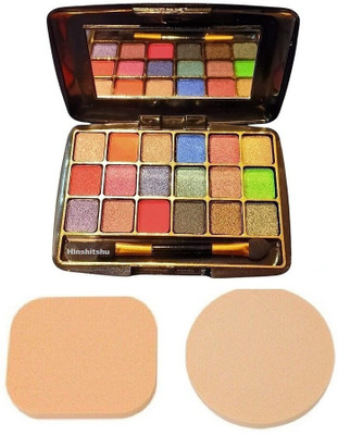 HINSHITSHU High Quality 18 Colors Eyeshadow Palette with 2 in 1 Blender Puff