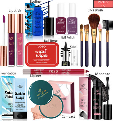 VOZO Pack of 16 Premium Beauty Essentials for Complete Looks(Pack of 16)