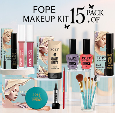 FOPE Cosmetic Makeup Set For Women Professional Office Wear Smooth Coverage Makeup(Pack of 15)