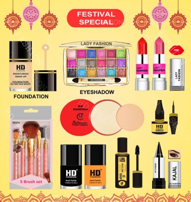 HD Fashion 15Pcs. All in One Makeup Set Xclusive Radiant Glow Makeup Kit for Women HDK89(Pack of 15)