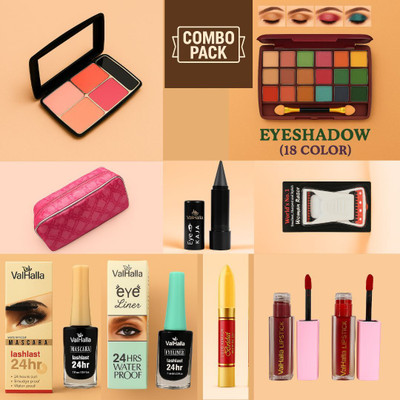 Valhalla 10-in-1 Makeup Combo Pack – Full Face Kit with Eyeshadow, Blush, Kajal & More(Pack of 10)