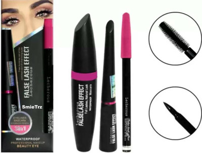 FRIPPE Combo Pack of Kajal with Eyeliner and Mascara 3 in 1(Pack of 3)