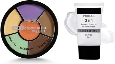 VERGE Pro Concealer Palette (02) with 3 in 1 Gel Primer(Pack of 2)