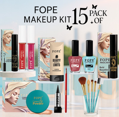 FOPE Makeup Combo For Women Bridal Wedding Party Wear Stylish Premium Cosmetic Makeup(Pack of 15)