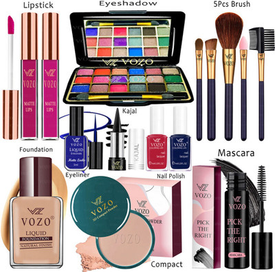 VOZO Makeup Kit Sets One-stop Beauty Package for Beginners and Professionals 255(Pack of 15)