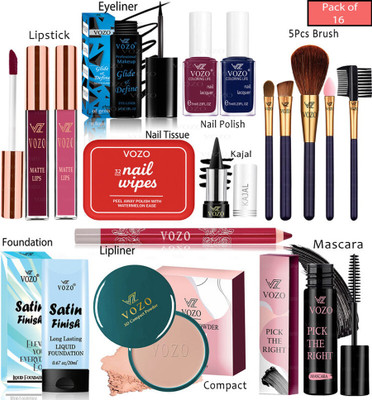 VOZO Bridal Makeup Kit Combo Collection 16 Must-Have Beauty Essentials 269(Pack of 16)