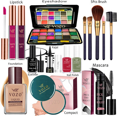 VOZO Makeup Kit Sets One-stop Beauty Package for Beginners and Professionals 233(Pack of 15)