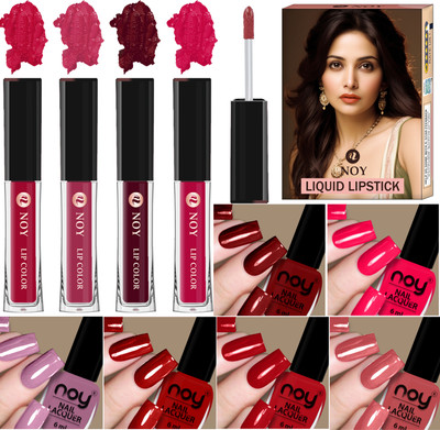 NOY Nail Polish And Matte Liquid Lipstick Combo for A Radiant Look(Pack of 10)