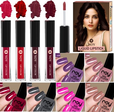 NOY Nail Polish And Liquid Matte Lipstick Combo Complete Beauty Look(Pack of 10)