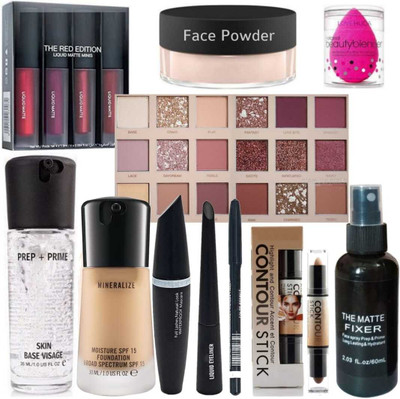 LOVE HUDA Waterproof Makeup Kit Combo Full Set With All Products For Girls & Woman(Pack of 9)