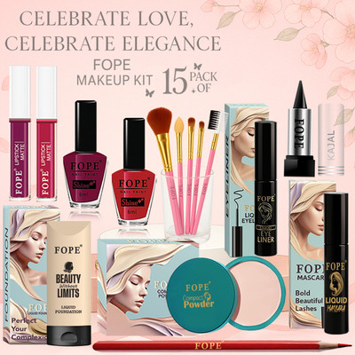 FOPE Makeup Combo Waterproof Look Bridal Celebration Beauty Combo(Pack of 15)