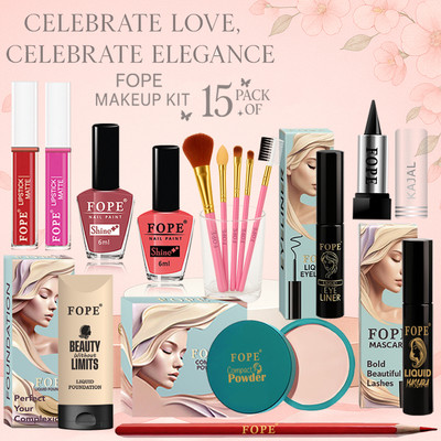 FOPE Makeup Kit for Bride Waterproof Texture Professional Beauty Look(Pack of 15)