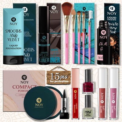 NOY Full Makeup Set For Women Skin-Safe, Non-Toxic Makeup Set Ideal Gift For Her(Pack of 15)