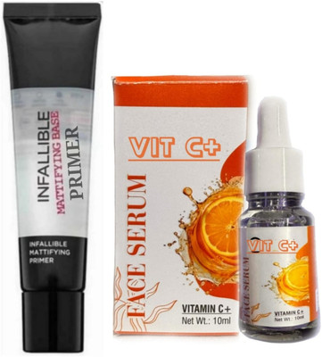 TRENDEE HUDA Professional skin base gel primer with vitamin c face serum.(2 Items in the set)