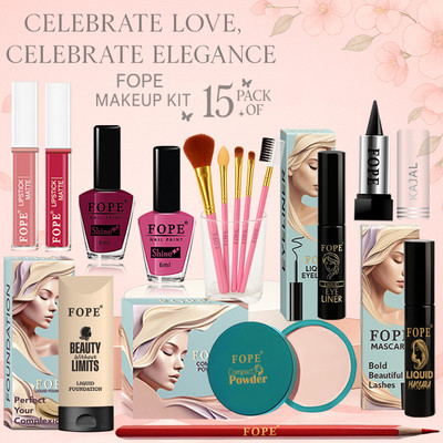 FOPE Makeup Set Smudge Proof Coverage Professional Bridal Beauty Kit(Pack of 15)