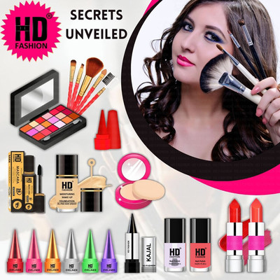HD Fashion 21 Pcs. Glam Kit Secrets Unveiled Waterproof Makeup Kit Full Set for Women A1422(Pack of 21)