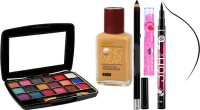 lately eyeshadow with eyeliner eyebrow pencil foundation & color changing lip balm(Pack of 5)