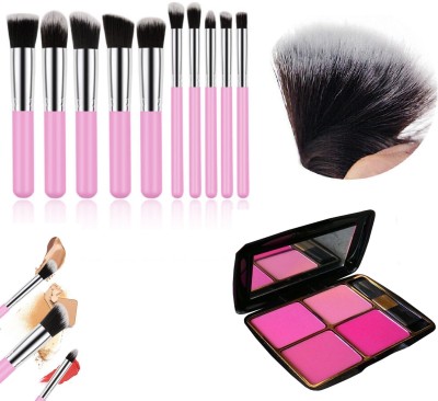 Facejewel 10Pcs Kabuki Make up Brushes Set EyeShadow Blusher Face Powder Blusher Palette(Pack of 11)