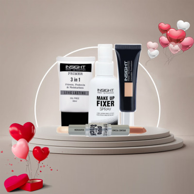 Insight Makeup Combo of Make Up Fixer, Concealer Foundation, 3 in 1 Primer & Duostick(Pack of 4)