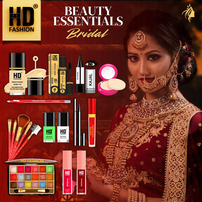 HD Fashion 17 Bridal Essentials-All in One Waterproof Makeup Kit Full Set for Bride HDB858(Pack of 17)