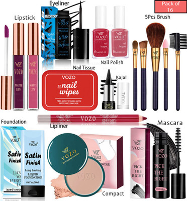 VOZO Complete Makeup Kit with 16 Must-Have Beauty Essentials 342(Pack of 16)