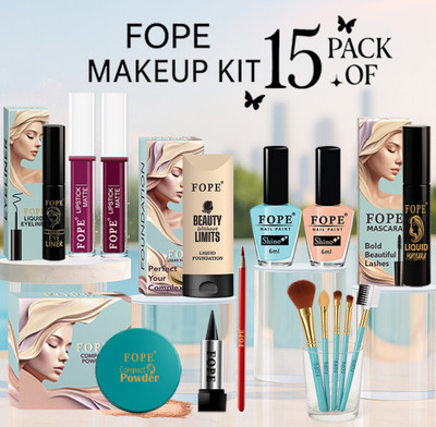 FOPE Makeup Kit Combo For Students Affordable Stylish Lightweight Everyday Makeup Set(Pack of 15)