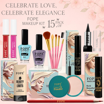 FOPE Bridal Makeup Combo Smudge Proof Glow Perfect Wedding Gift Box(Pack of 15)