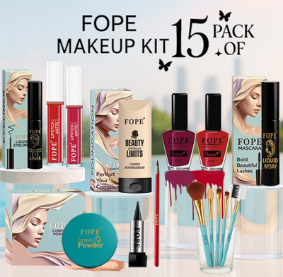 FOPE Full Makeup Kit For Bridal Women Smooth Coverage Glow Full Makeup Set(Pack of 15)