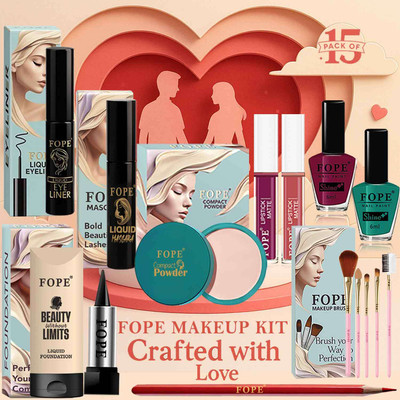 FOPE Makeup Set for Women Natural Look Long Stay Finish Perfect Gift for Wife(Pack of 15)