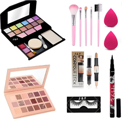 WAHIRA Multi-color Eyeshadow Palette, Makeup Kit ,5 pcs makeup brush,36 hrs KAJAL(Pack of 7)