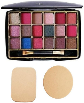 HINSHITSHU J & F Professional Mini 18 Colors Eyeshadow Palette with 2 in 1 Blender Puff
