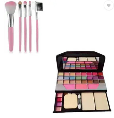 VYSTERIA Pro Multicolour Makeup Kit with 5 Pink Brushes | All-in-One Set for Women(Pack of 6)
